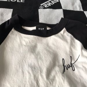 HUF Black & White Mid Sleeve Tee Size M